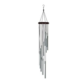 Decorative garden chime with 12 aluminium tubes, gold/silver/coloured, for hanging chimes in the home, patio, garden (Silver)