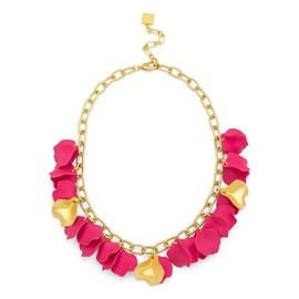 ZENZII Resin Flower Layered Rose Petal Collar Statement Necklace with Gold Chain for Women, Resin, No Gemstone