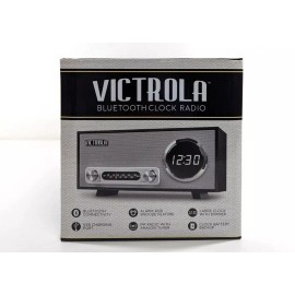Victrola VC-100 Desktop Bedside Digital Alarm Clock Radio Bluetooth USB Black