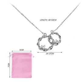 NyxSeat 1-Teilige Runde Halskette Mit 1-Teiligem Rosa Samtbeutel, Silberne Halskette Für Damen, Verstellbare Kristall-Halskette, Modisches Accessoire, Geeignet Für Mutter, Tochter