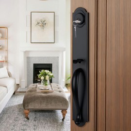 NEWBANG Keyed Handleset for Exterior Front Door Aged Bronze Finish with Lever Handle (Keyed Entry Handleset) Set, MDHST201810B-knob
