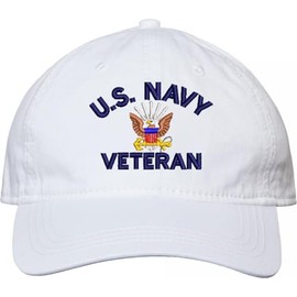 MilitaryBest U.S. Navy Veteran Unstructured Dad Cap (White)