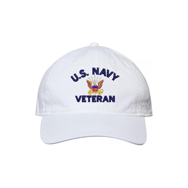MilitaryBest U.S. Navy Veteran Unstructured Dad Cap (White)