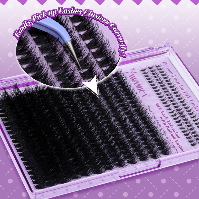 Yawamica Cluster Eyelash Extensions Fluffier Lash Clusters with Bottom Lashes