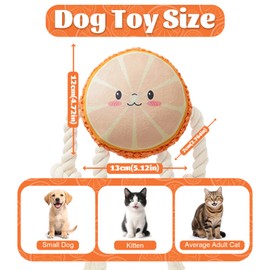 PETPLAYTIME Squeaky Dog Toys Rope Dog Toys to Keep Them Busy - Tug of War Dog Toy for Boredom Plush Interactive for Small Medium Dogs-Orange