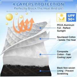 Tevlaphee Windscreen Sun Shade, Car Sun Shade Windscreen, Windshield Sun Shade, 3 Magnet, Block UV Rays, Foldable, Sun Visor Protector for SUV Truck to Keep Vehicle Cooler, 193 * 126cm