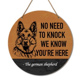 German Shepherd Welcome Sign for Front Door Decor, Dog Rustic Round Wood Hanging Sign Decorations, Farmhouse German Shepherd Sign Decor for Porch, Door, German Shepherd Gifts for Women Men Dog Lover