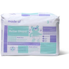 MADE OF Baby Diapers Size 3-10 Hour Absorbent Diapers, Diapers Sensitive Skin, Hypoallergenic Diapers, Unscented Diapers, Pediatrician and Dermatologist Tested, 16-28 pounds (32 Count)