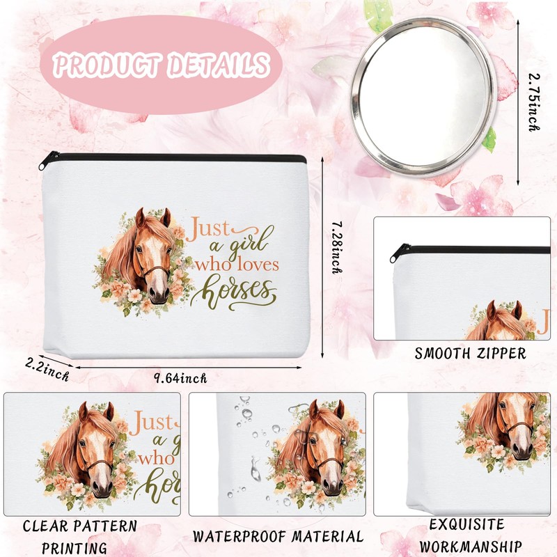 Geschenk-Set für Schweineliebhaber, lustiges Schweine-Make-up-Tasche, weiß, Pferde-Geschenkset
