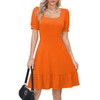 Missufe Summer Short Sleeve Ruffle Dress Women's Puff Sleeve Square
