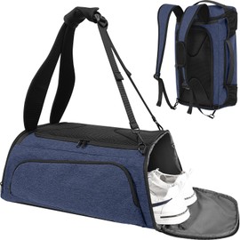 MIYCOO Gym Bag for Women Men, Duffle Travel Bag with Shoes Compartment and Wet Pocket, Waterproof Overnight Carry On Bag Backpack with Two Elastic Bottle Holders for Travel, Workout, Sports, Weekend