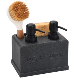 Kitchen Soap Dispenser Set,Hand and Dish Soap Dispenser,Sponge Caddy and Brush Holder 4-in-1 Kitchen Dual Soap Dispenser Set for Kitchen Sink,Bathroom -Black