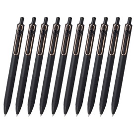 Mitsubishi Pencil Uni-Ball One Gel Ballpoint Pen, Rose Gold Grip, 0.38, Black, Black Axis, 10 Pieces, Hako UMNSG38BK.24 10P