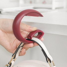 ZAAWUUT Foldable Desktop Clip Hooks,2-Pack Rod Hook,Purse Holder,Backpack Bag Hook for Hanging Decor,Storage Hanger for Home Closet Public Table (Red)