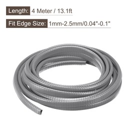 sourcing map U Channel Edge Trim, 13.1ft Length Rubber Guard Seal Strip Edge Protector Fit for 1-2.5mm Edge, (15/64" W x 25/64" H) Gray