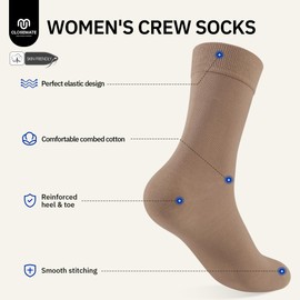 CLOSEMATE Women's Socks 35-38 39-42 Cotton Women's Socks Without Seam with Comfort Waistband Classic Socks Cotton Socks Casual Socks, 1Black+1White+1Beige+1Khaki+1Coffee Brown, 39 - 42