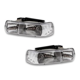 KarParts360 For Chevy Suburban 1500/2500 2000 01 02 03 04 05 2006 Headlight Driver and Passenger Side | Pair | Diamond Design | Replacement For GM2505103 | 615343806167