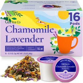 Gya Tea Co Chamomile Lavender Herbal Tea Pod (16 ct) - Soothing & Calming Decaf Tea for Better Rest