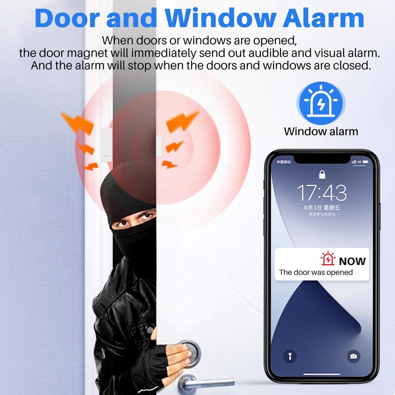 Gokelomg Tuya Smart WiFi Door Sensor Door Open/Closed Detectors Compatible
