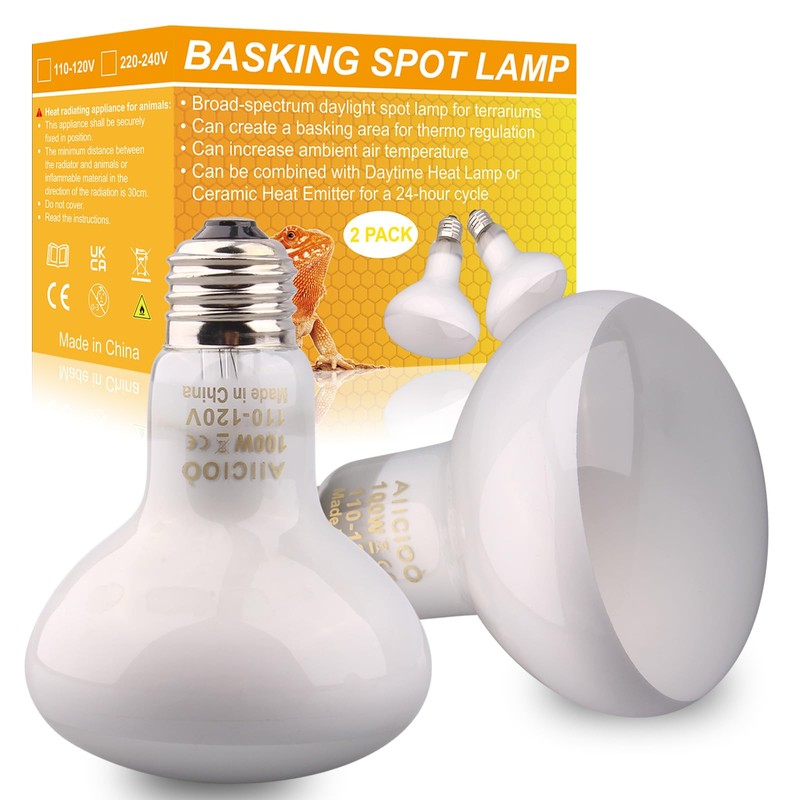 Aiicioo Reptile Basking Light Bulb - 100W Reptile Heat Lamp