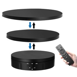 Motorized Rotating Display Stand, 3 Sizes 15 18 22cm Remote Control Electric Rotating Display Stand, USB Powered 360 Degree Turntable for Jewelry, Watch, Wine (Black)