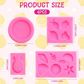 4 Pcs Lemon Lime Pineapple Chocolate Molds Silicone, Fruit Fondant Molds