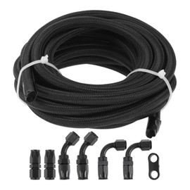 TUCKBOLD AN-4 Fuel Line Kit 15ft Vacuum Hose Automotive Fuel Hose Adapter 90 Degree Adapter 45 Degree Adapter 1 Set CPE Rubber Nylon Braid