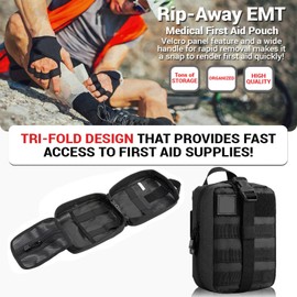 Tactical Emergency First Aid Kit: MOLLE Admin Pouch IFAK - Wound Dressing Blood Control EMT Survival Trauma Kit 6" Bandage- Camp Travel Car Medic Kit