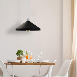DC VOLTAGE Retro Black Metal Lamp Shades Set of 2 Ceiling Light Shades 33.5cm Easy Fit Lampshades, for Vintage Industrial Pendant Lights Bedroom Kitchen Pendant Replacement Shades Hanging Lamp
