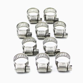 JomMart TL0418 Hose Band, Hose Clamp, Stainless Steel, 0.2 - 0.5 inches (6 - 12 mm), 10 Pieces Set
