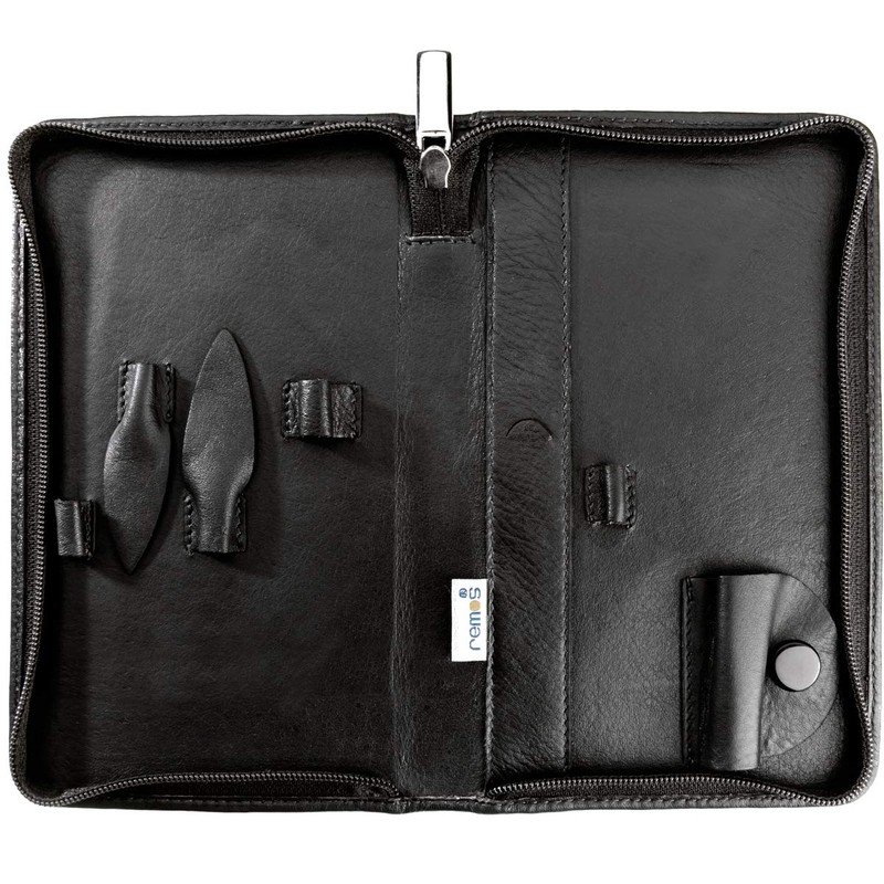 BOREAS Nail Set Empty Leather Black for Scissors, File, Tweezers,