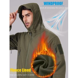 ReFire Gear Men's Army Special Ops Military Tactical Jacket Softshell Fleece Hooded Outdoor Coat