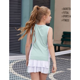 Zaclotre Girls Tennis Golf Dress Outfit Sleeveless Tank Top and Skorts Sets Sport Skirt with Shorts Aqua Blue