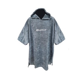 Optimum Dry Wrap Beach Changing Towel Robe - Extra Large Hooded Surf Poncho for Men & Women, Quick Dry Towelling for Beach, Pool, Lake, XS-Youth, Blue/Grey