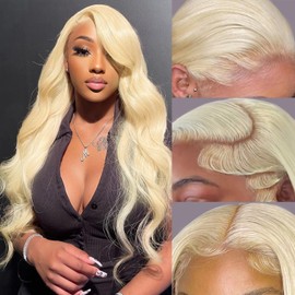 Alipeacock 613 Blonde Lace Front Wig Human Hair 13x4 Body Wave Lace Front Wigs Human Hair Pre Plucked with Baby Hair 150% Density Brazilian 34 Inch 613 Body Wave