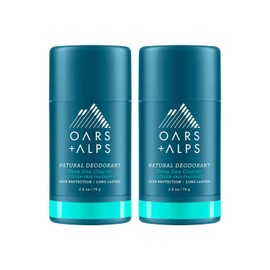 Oars + Alps Aluminum Free Deodorant for Men and Women, Dermatologist Tested, Travel Size, Deep Sea Glacier, 2 Pack, 2.6 Oz Each