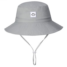 Baby Sun Hat Toddler Bucket Hat for Boys 2-7 Years 2pack Smile Face Grey/Navy