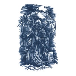 Jagua Tattoo Tattoo Stickers, 2 Weeks Disappearing Henna Tattoos Real Skulls Skull Reaper (gz969)