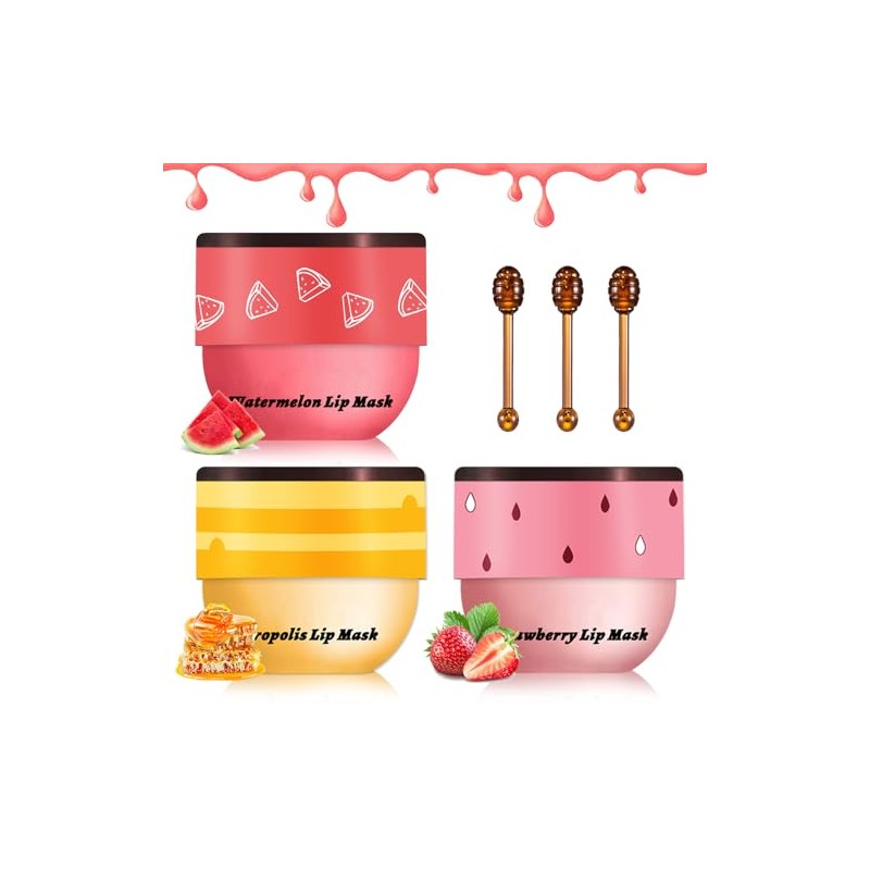 3 bálsamos labiales de abeja, olla hidratante durante la noche