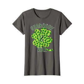 Womens Shamrock & Roll Green Leopard Print Clover Vintage T-Shirt