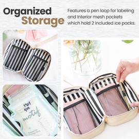 Breast Milk Cooler Travel Bag - Stylish Polyester Breastmilk Storage Bag Holds 6-8 Bags - Waterproof & Portable Breastmilk Cooler Bag w/ Included Ice Packs - Baby Essentials for Moms On-the-Go