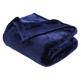 GonZalo GraCia. Fleece Blanket Reversible Navy Throw For Sofa 130x150cm Faux Fur Bed Blanket 400 GSM Winter Warm(Navy, Single 130x150 cm)
