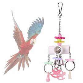 Birds Hanging Toys, Colorful Acrylic Chewing Hanging Toy Bells Stand Holder Swing Toys Cage Decoration for Small Medium Pet Bird