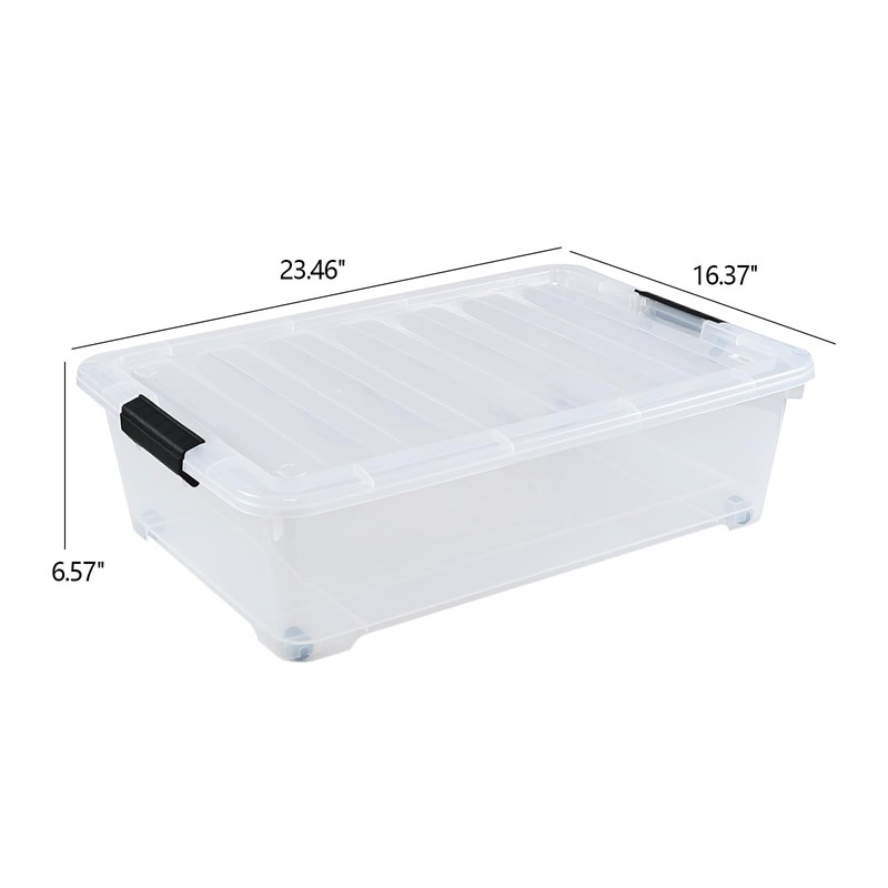 Yesdate 25 Quart Plastic Under Bed Storage Boxes, Wheeled UnderBed