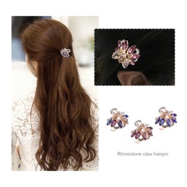 ECSiNG 6pcs Small Vintage Metal Rhinestone Hair Claw Clips - Women's DIY Accessory Fashion Headwear - Colorful Non-slip Jaw Clips