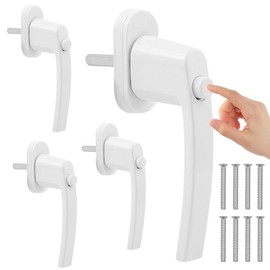 Tutamaz 4 Stück Fenstergriffe Abschließbare, Fensterverriegelung mit Knopf, Schlüsselloses Fensterschloss, Aluminium Fenstergriffe Kindersicherung, Terrassentür Griff, Sicherheitsfenstergriff (Weiß)