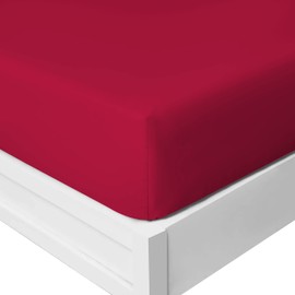 Yorkshire Bedding 25 Cm Fitted Bed Sheets - Super Soft Deep Fitted Sheet Brushed Microfibre Anti Wrinkle Bedsheet Breathable & Fade Resistant (Red, King)