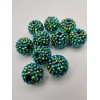 20mm - AB-Color Resin Rhinestone Bubblegum Beads -Yellow/Green/