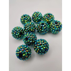 20mm - AB-Color Resin Rhinestone Bubblegum Beads -Yellow/Green/