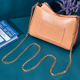 PH PandaHall 62” Flat Bag Chains Golden Purse Chain Strap 9.5mm Bag Replacement Strap Aluminum Shoulder Chain Replacement with Alloy Swivel Clasps for Crossbody Satchel Tote Bag Wallet Clutch